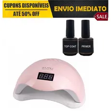 Kit Cabine Estufa Sun 5 Led 48W Unha Acrigel + Top Coat e Primer - Envio Imediato