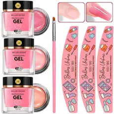 Kit 3 Gel Alongamento Unha Profissional Led Uv 15g Pro  + 3 Lixas Banana Premium - Envio Imediato