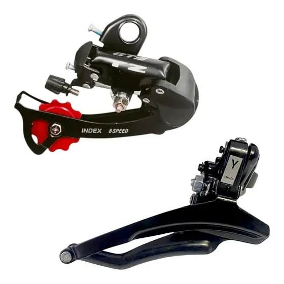 kit cambio traseiro gts 8v + dianteiro over por cima para bike bicicleta aro 26 e 29
