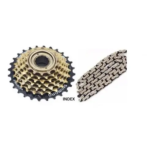 Kit Catraca Roda Livre Rosca Shimano Tz500 7v 14/28D Index C/ Corrente