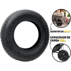 Pneu 2 Lonas 3,25x8 Para Carrinho de Mão Carriola Tipo Tubo de Nylon Alta Qualidade Construção Jardinagem Fertak