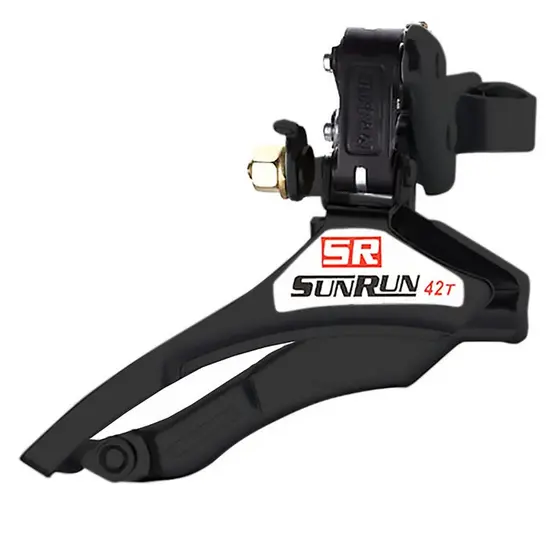 Câmbio Dianteiro SunRun Top Pull Puxa Por Cima Index 42d 31.8mm Preto P/ Bicicleta Bike