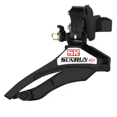 Câmbio Dianteiro SunRun Top Pull Puxa Por Cima Index 42d 31.8mm Preto P/ Bicicleta Bike