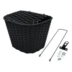 Cesta preta plástico reforçado com tampa para bike aro 26