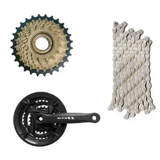 Kit Relação Bike 21v Corrente Catraca Pedivela Aro 26 e 29
