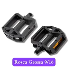 Pedal Plataforma Nylon preto com esfera Rosca Grossa 9/16