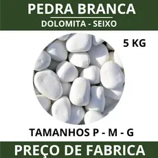 Pedra Branca Dolomita 5kg seixo Para Decoração de Vaso Jardim Ornamentais Planta Aquario