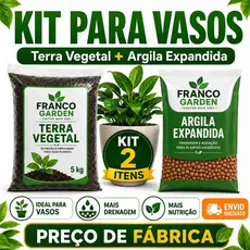 KIT PLANTIO FRANCO GARDEN - TERRA VEGETAL ADULBADA  +  ARGILA EXPANDIDA  2 KG/ 5KG / 10KG