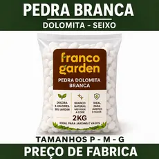 Pedra Seixo Branco de Jardim Dolomita  2kg - PREÇO DE FABRICA - Para decoração de vasos e jardins