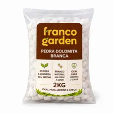 Pedra Dolomita Branca Seixo Decorativa para Vasos e Jardins Ornamentais - Pacote de 2kg