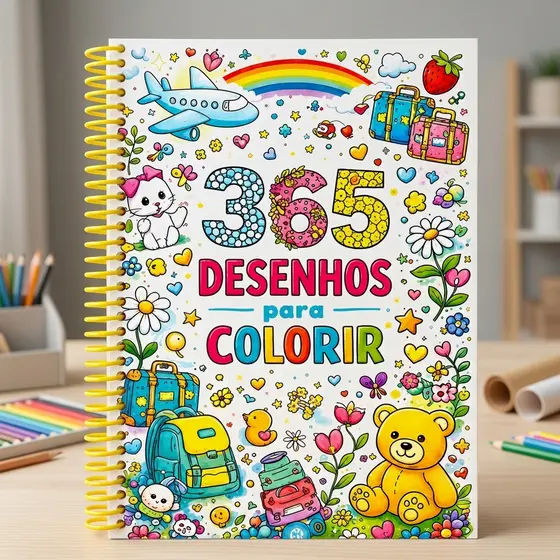 365 Desenhos para Colorir Branco Espiral Livro Infantil Educativo Criatividade e Diversão