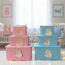 Kit 3 Caixas Organizadoras Mamãe Bebê 3,5L - 7L - 18L