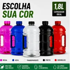 Garrafa De Água 1.8L Galão Squeeze Com Alça Academia Funcional Crossfit Esportes Livre De BPA