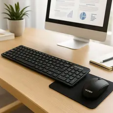 Kit Teclado e Mouse Sem Fio Weibo WB-8012 + Mouse Pad Preto