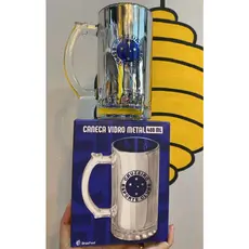 CANECA VIDRO METALICA 480ML TIMES FUTEBOL ELETROSTÁTICA BEBIDA