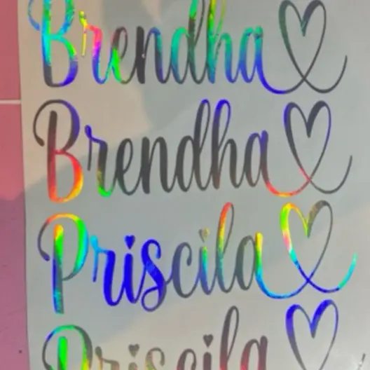 4 nomes ou palavra adesivo coração no final  ( 15cm de Largura )