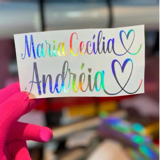 10 nomes Adesivos personalizados 15cm largura com ou sem coração no final