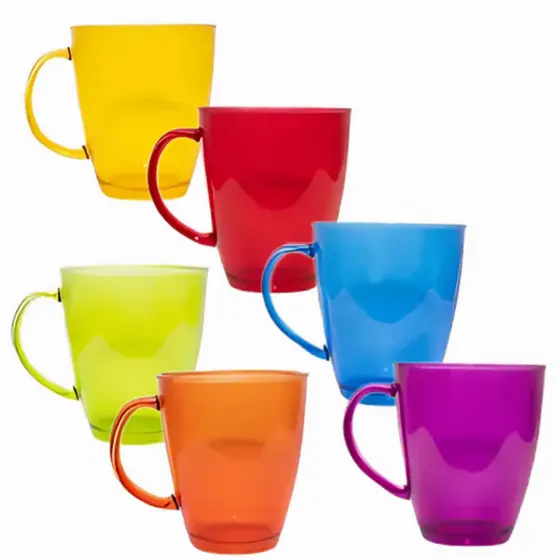 Jogo Com 2 Canecas De Vidro 350ml Kit Conjunto Colorida Lisa Para Bebida Chá Café Reforçada Verona