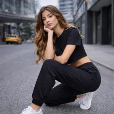Calça Jogger Feminino 2 Bolsos Essencial Dia Dia Tecido Poliester Feminina Elástico na Cintura
