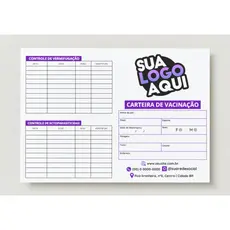 Carteiras de Vacinação Pet Personalizadas 4 Páginas | Para Clínica Veterinária e Pet Shop, 30, 60 e 120 unidades
