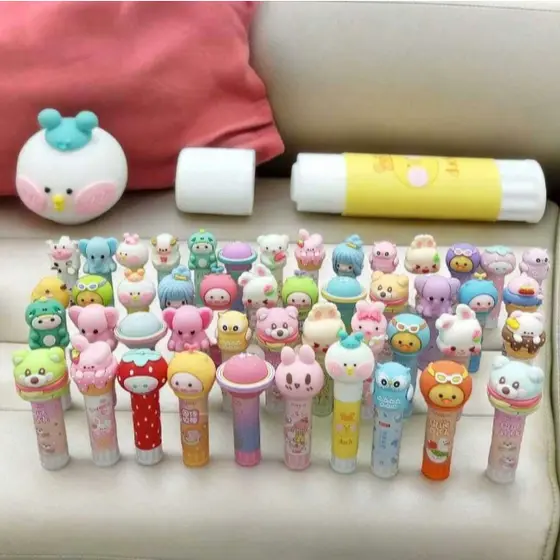 Cola em Bastâo, Fofo Kawaii Cute, Transparente Colorida, Coruja, Urso, Vaca, Kawaii Art Marker Cola, Material de papelaria Estudante, Material Escolar, Volta as aulas