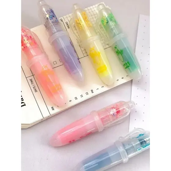 Kit Mini Marca Texto Fofo de Estrelinha Cores Marca Texto Com Estrelinhas Canetas Fofas, Fofinhos Volta as aulas