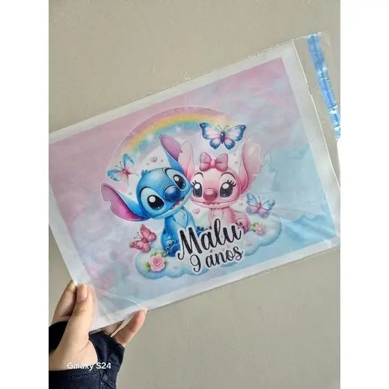 Papel de arroz personalizados para bolo retangular redondo festa comestíve l stich
