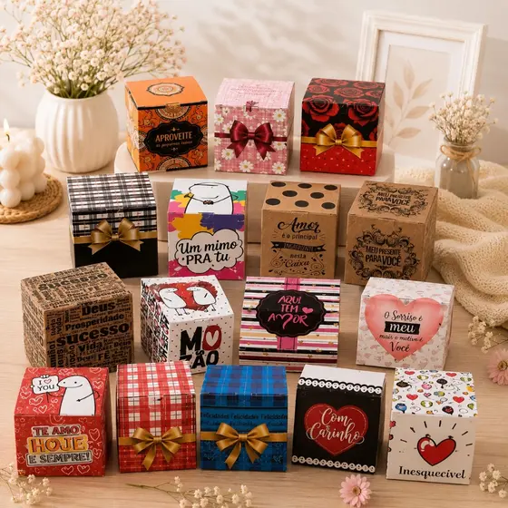 50 caixas caneca doces 10x10 trufas velas presentes decoradas