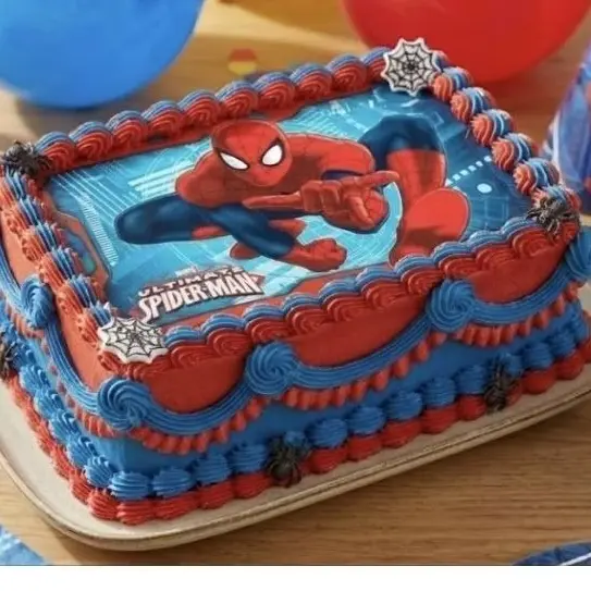 PAPEL DE ARROZ  Comestível  retangular ou redondo festa parabens folha inteira HOMEM ARANHA HEROIS
