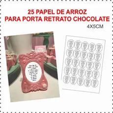 25 PAPEL DE ARROZ PARA  Batizado Papel de Arroz porta retrato de chocolate4X5CM