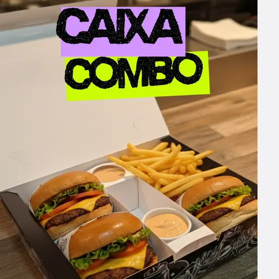 Embalagem para combo lanche hamburgueria batata frita delivery Hamburguer combo especial