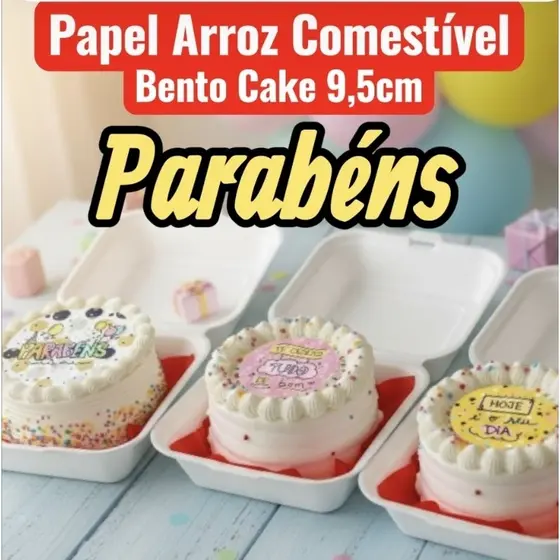 12 IMAGEM  papel de arroz comestível parabens 9,5cm.bolo tortas doces confeitaria bento cake parabéns  festa aniversário