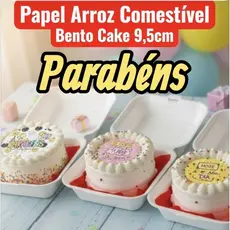 12 IMAGEM  papel de arroz comestível parabens 9,5cm.bolo tortas doces confeitaria bento cake parabéns  festa aniversário