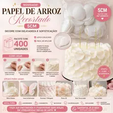 Papel de arroz recortado 5cm ou 3,5cm comestível confeitaria