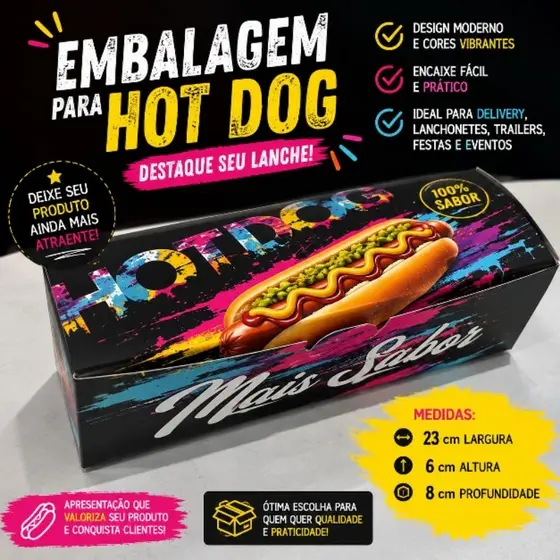 Embalagem de hot dog delivery ifood cachorro quente