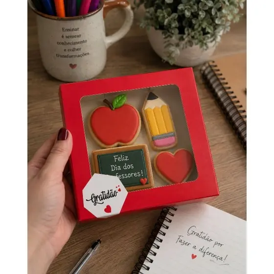 100 caixas para doces com visor brigadeiro caixa donuts doces biscoitos 6/9 doces dia dos professores