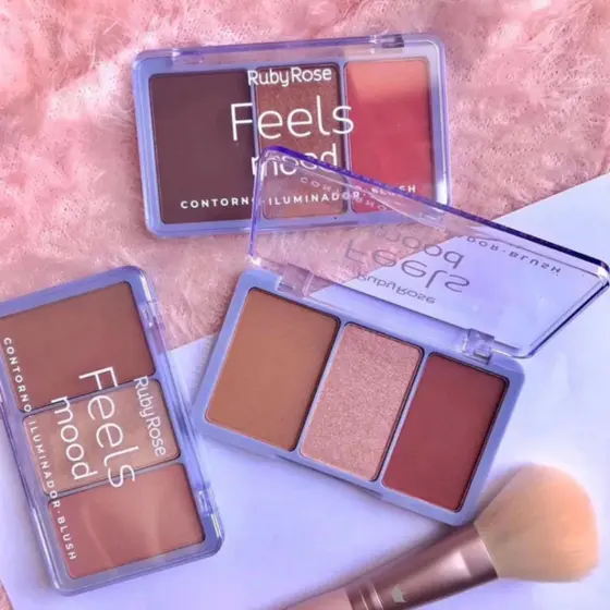 Paleta de Contorno Iluminador e Blush Ruby Rose Feels Mood