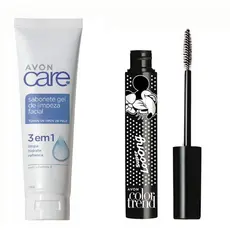Máscara de cílios Super Long color Trend e Sabonete líquido facial 100g Avon care