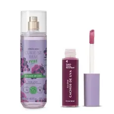 Body splash cachos de uva 200ml e gloss labial cuide-se bem