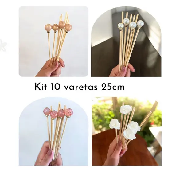 Kit 10 Unidades Varetas Decoradas De 25Cm / Varetas Para Difusor /Vareta De Madeira Aromatizador De Ambiente