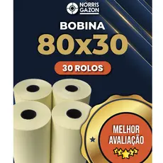 Bobina Térmica 80x30 Amarela ou Branca caixa com 30 rolos