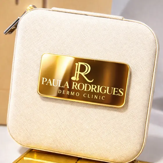 Kit 50/25/75/200 placas 4x2cm medalhas tags retangular em acrilico dourado rose prata