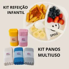 PRATO PRATINHO ALIMENTAÇÃO PARA BEBES CRIANÇAS PRATO TALHER COLHER + PANOS MULTIUSO MICROFIBRA MICROONDAS