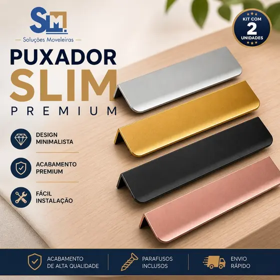 KIT 2 Puxadores slim/aba para móveis