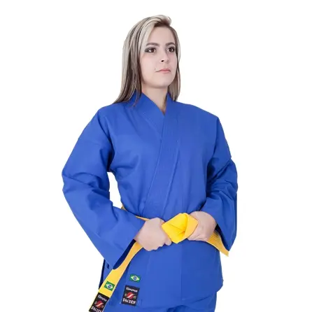 Kimono para Judo Azul + Faixa Branca Básica de Brinde - Shizen