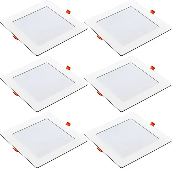 6 Painel Led Quadrado Embutir 6500K 18w Casa Comércio Avant