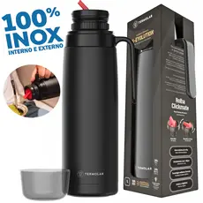 Garrafa Térmica Preta 100% Inox 1L Café Quente 20H Termolar