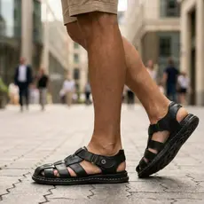 Sandália Franciscana Chinelo Ortopédico Masculino Anti Stress Couro