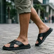Sandália Antistress Chinelo Masculino Ortopédico Couro