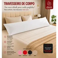 Travesseiro De Corpo Antialérgico Gigante 1,40m x 40cm 300 Fios Fibra Xuxão